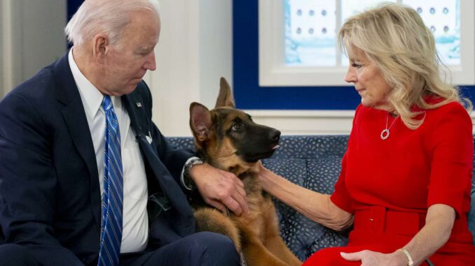 Joe and Jill Biden and their dog commander