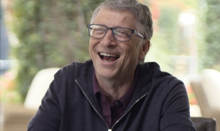Gates laughs at idea he wants to depopulate the world.