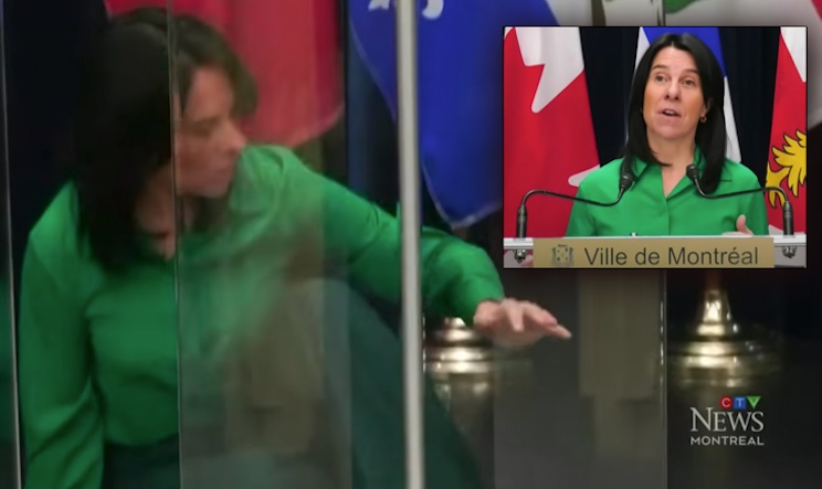 Vaccinated Montreal mayor collapses mid speech