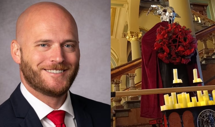 Christian who destroyed Satanic shrine in Iowa charged with hate crime.