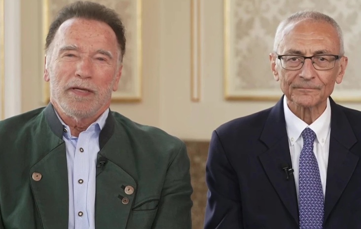 Arnold Schwarzenegger joins forces with John Podesta to save the planet from global boiling.