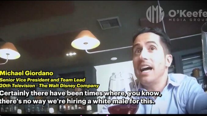 Disney executive admits white people are excluded from being hired by company.
