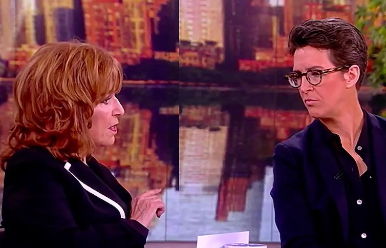 Joy Behar and Rachel Maddow warn Trump planning to throw them in jail for their awful shows.