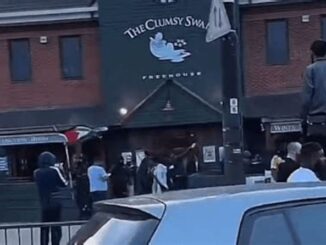 Man beaten up by Muslim mob in pub accused of inciting violence.