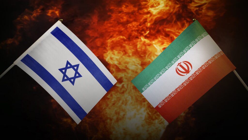 Flags of Israel and Iran