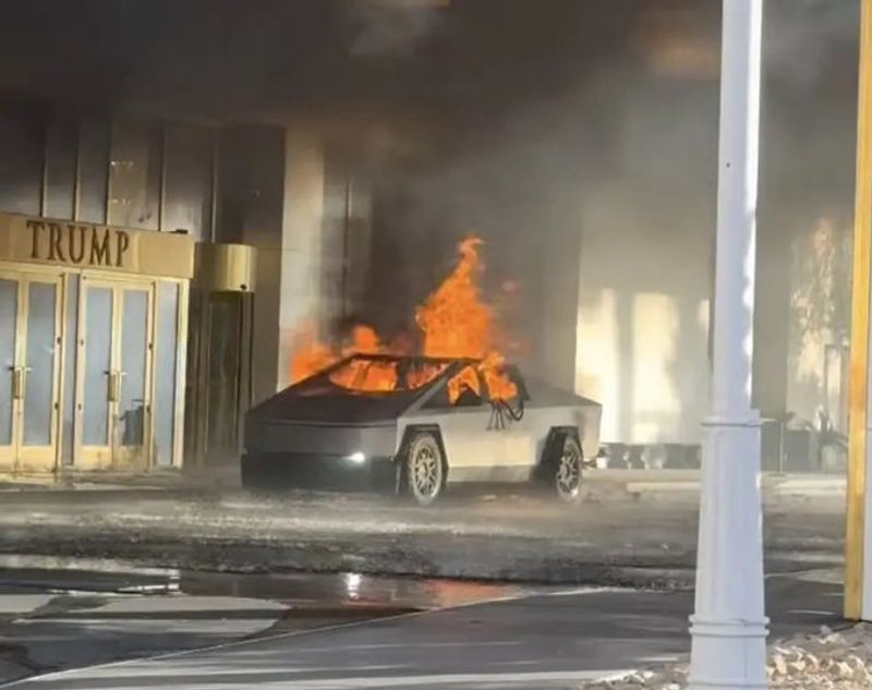 Tesla Cybertruck Explodes Outside Trump Hotel In Las Vegas