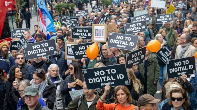Millions of Britons protest mandatory digital ID laws.