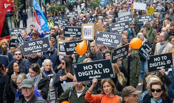 Millions of Britons protest mandatory digital ID laws.