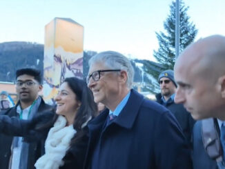 Billionaire eugenicist Bill Gates was left visibly shaken up during a visit to the World Economic Forum's annual meeting on Tuesday, where he was confronted by an angry crowd. 